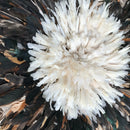 29" Dark natural feathers & white Authentic Bamileke Juju Hat - Afrilege