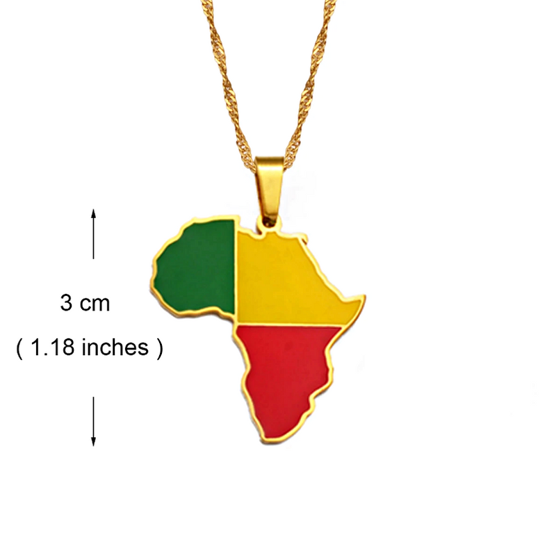 Central Africa Republic Flag Africa map necklace - Afrilege