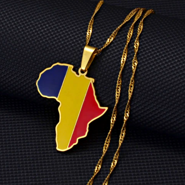 Chad Flag Africa map necklace - Afrilege