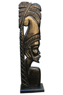 African Couple Head Ebony Wood Carved statue ( set of 2) - Afrilege