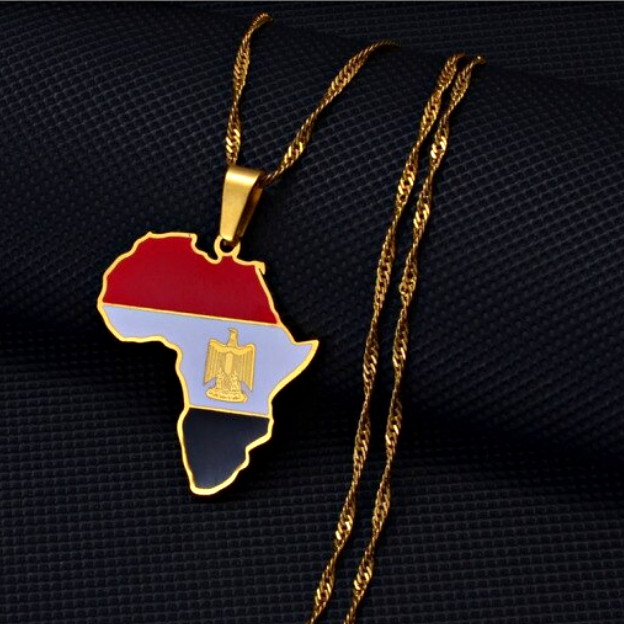 Egypt Flag Africa map necklace - Afrilege