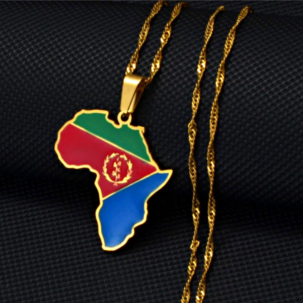 Eritrea Flag Africa map necklace - Afrilege