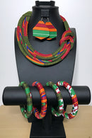 Neela Bamileke African Print Knot Jewelry Set ( Necklace - Bracelets - earrings) - Afrilege