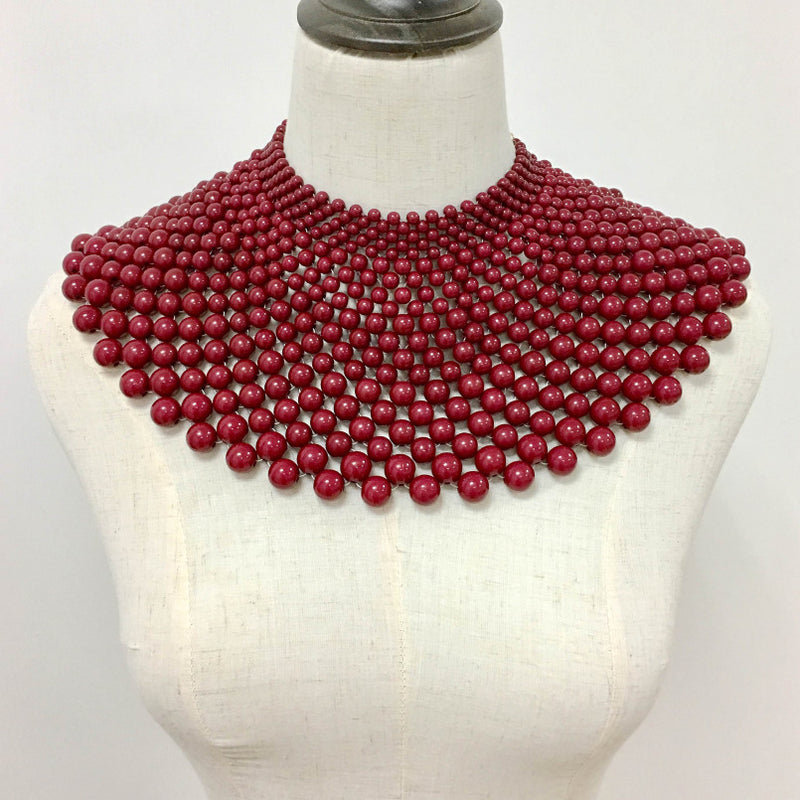 Egyptian Inspired Maxi Choker Necklace (Red) - Afrilege