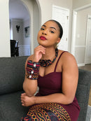 Toghu African Print skirt Jewelry Set ( Necklace - Bracelets - earrings) - Afrilege