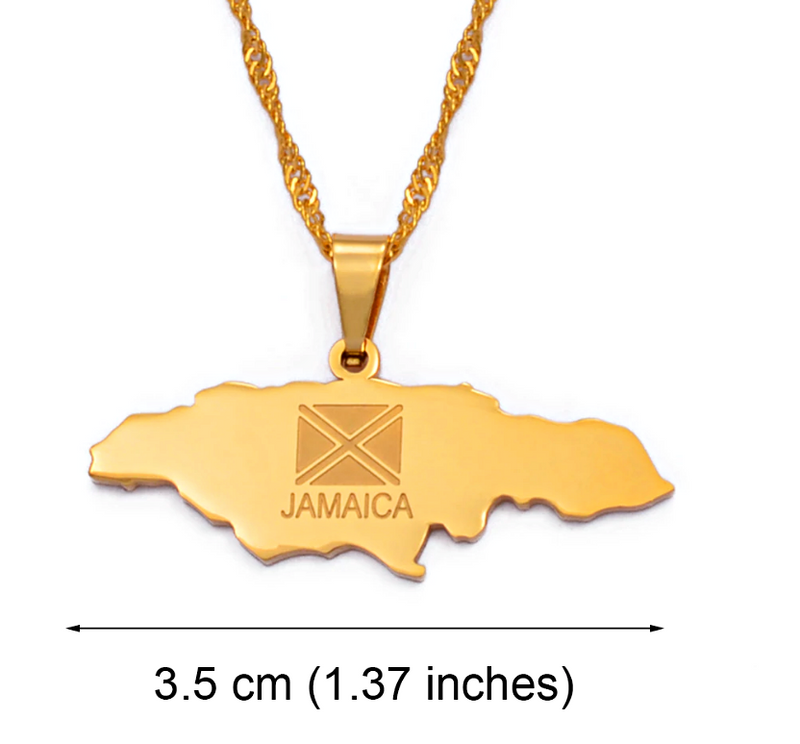 Jamaica Map Pendant Necklace - Afrilege