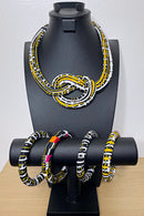 Kente African Print Knot Jewelry Set ( Necklace - Bracelets) - Afrilege