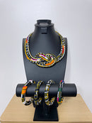 Kente African Print Knot Jewelry Set ( Necklace - Bracelets) - Afrilege