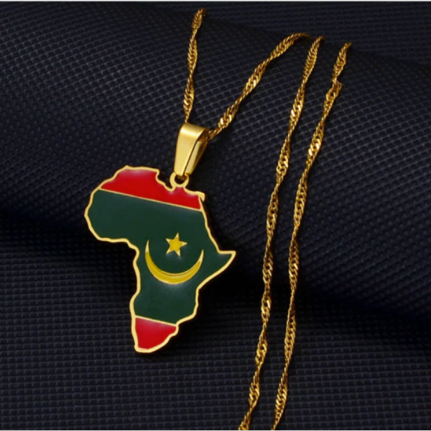 Mauritania Flag Africa map necklace - Afrilege