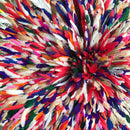 30" Multicolor Red Pink Purple Green Authentic Bamileke Juju Hat - Afrilege