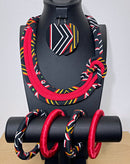 Toghu African Print skirt Jewelry Set ( Necklace - Bracelets-Earrings) - Afrilege
