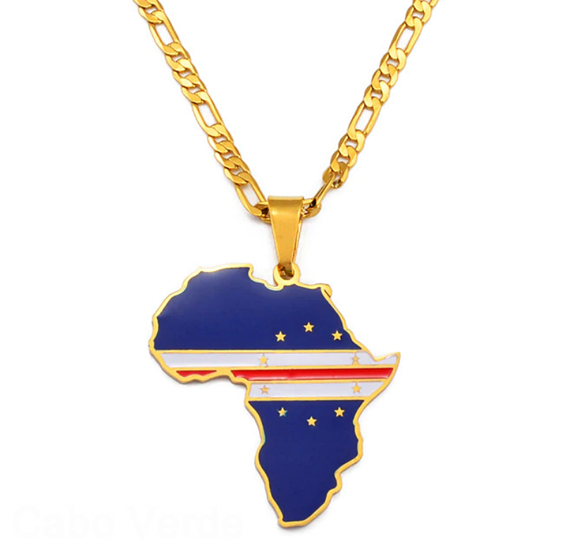 Cabo Verde Flag Africa map necklace - Afrilege