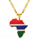 Gambia Flag Africa map necklace - Afrilege