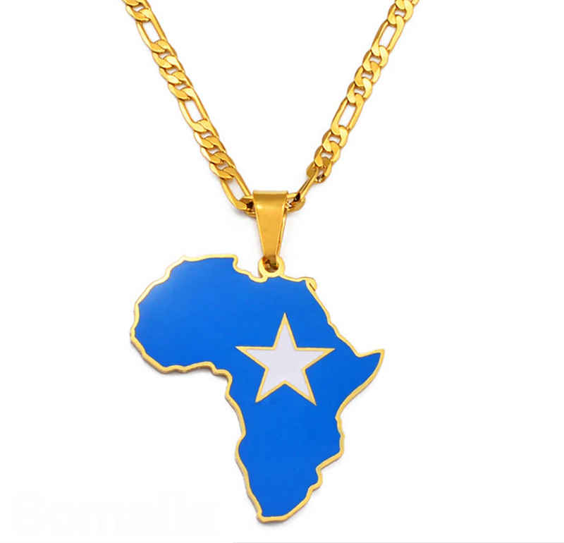 Somalia Flag Africa map necklace - Afrilege