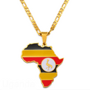 Uganda Flag Africa map necklace - Afrilege