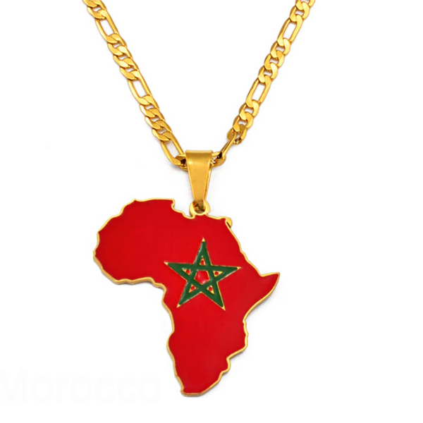 Morocco Flag Africa Map Necklace | Afrilege