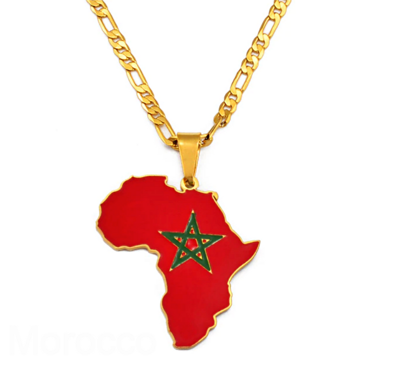 Morocco Flag Africa map necklace - Afrilege