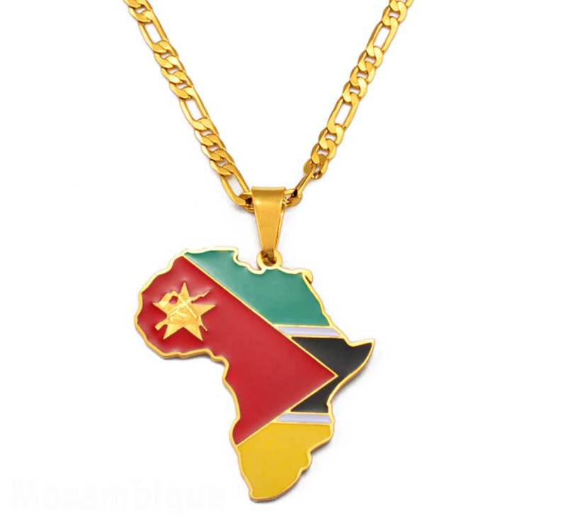 Mozambique Flag Africa map necklace - Afrilege