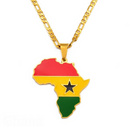 Ghana Flag Africa map necklace - Afrilege