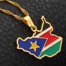 South Sudan Map Flag Pendant Necklace - Afrilege