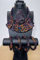 Toghu African Print skirt Jewelry Set ( Necklace - Bracelets-Earrings) - Afrilege