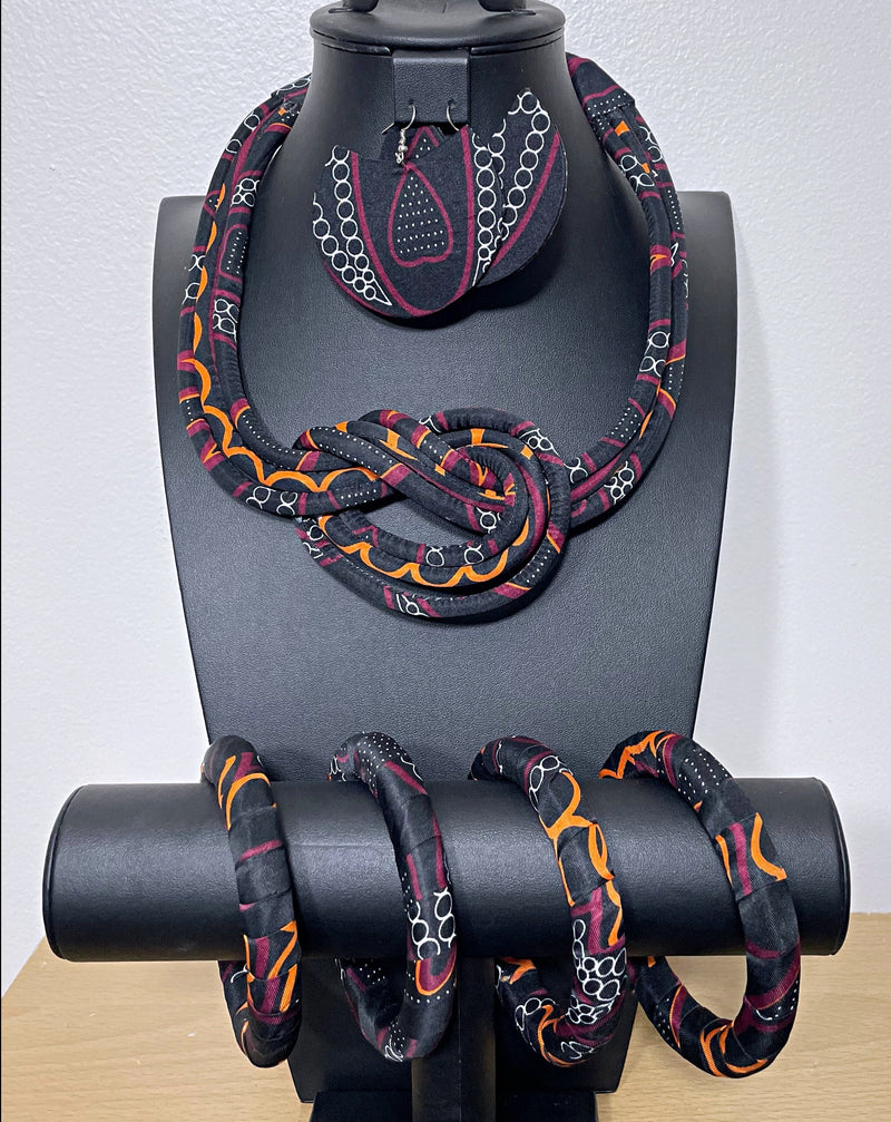Toghu African Print skirt Jewelry Set ( Necklace - Bracelets - earrings) - Afrilege