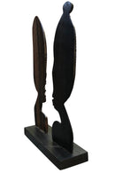 African Couple Head Ebony Wood Carved statue ( set of 2) - Afrilege