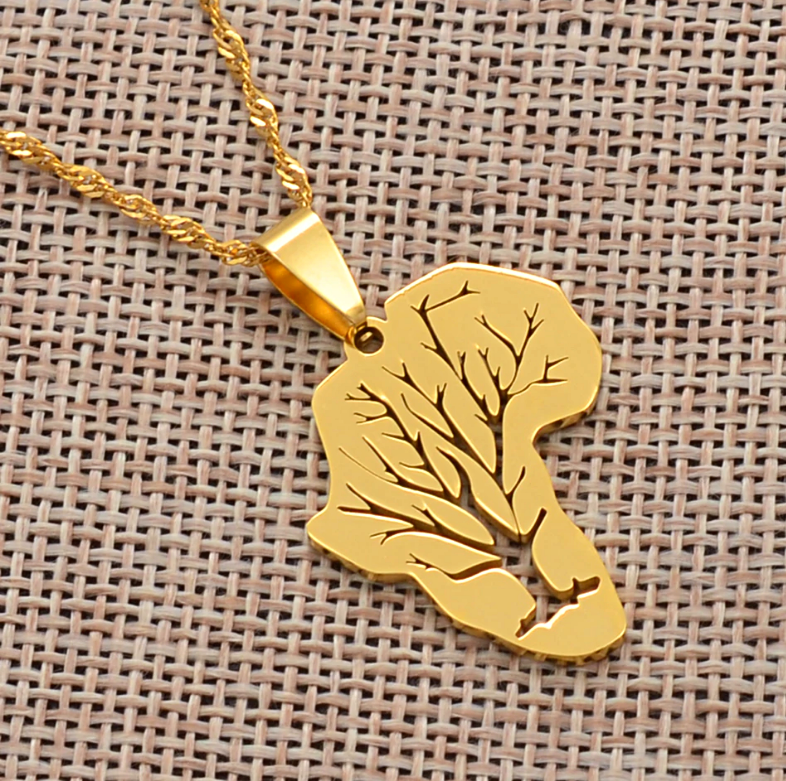 Africa map family tree Pendant necklace - Afrilege