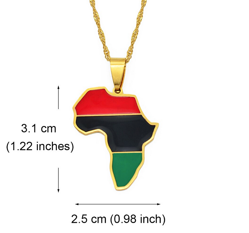 African American Flag Africa map Pendant necklace - Afrilege