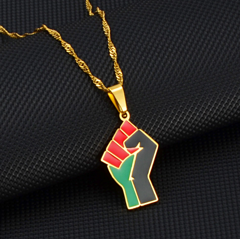 Black Lives Matter Raised Fist Pendant Necklace - Afrilege