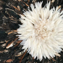 32" Dark natural feathers & white Authentic Bamileke Juju Hat - Afrilege