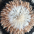32" White Light Brown Black Authentic Bamileke Juju Hat - Afrilege