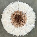 31" White Light Brown Authentic Bamileke Juju Hat - Afrilege