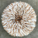 31" Light Brown and White Authentic Bamileke Juju Hat - Afrilege