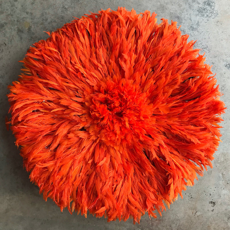 32" Orange Authentic Bamileke Juju Hat - Afrilege