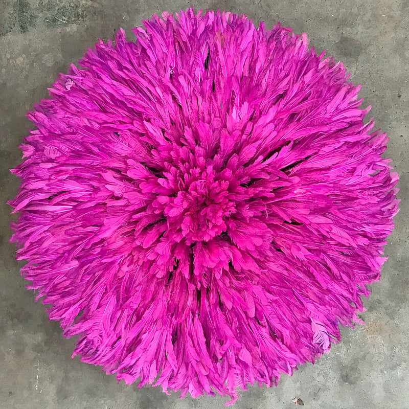 29" Purple Pink Authentic Bamileke Juju Hat - Afrilege