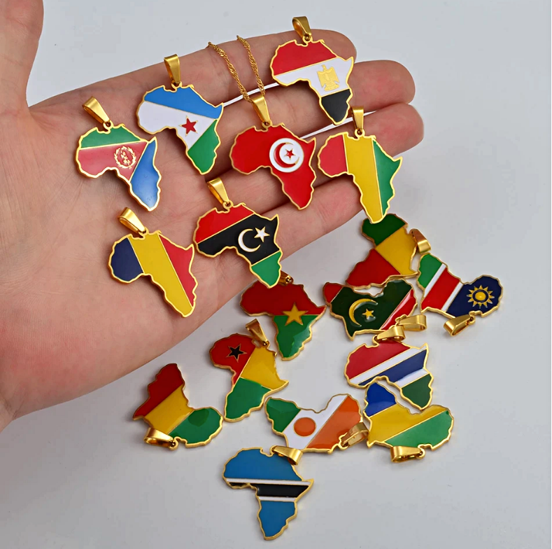 Libya Flag Africa map necklace - Afrilege