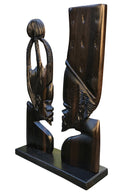 African Couple Head Ebony Wood Carved statue ( set of 2) - Afrilege
