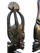 African Couple Head Ebony Wood Carved statue ( set of 2) - Afrilege