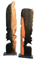 African Couple Head Ebony Wood Carved statue ( set of 2) - Afrilege