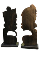 African Couple Head Ebony Wood Carved statue ( set of 2) - Afrilege