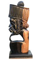 African Couple Head Ebony Wood Carved statue ( set of 2) - Afrilege