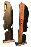 African Couple Head Ebony Wood Carved statue ( set of 2) - Afrilege