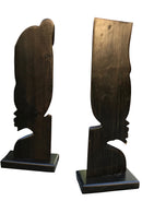 African Couple Ebony Wood Carved Sculpture statue ( set of 2) - Made in Cameroon - Afrilege