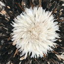 32" Dark natural feathers & white Authentic Bamileke Juju Hat - Afrilege