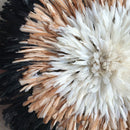 32" White Light Brown Black Authentic Bamileke Juju Hat - Afrilege