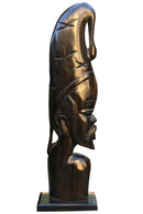 African Couple Head Ebony Wood Carved statue ( set of 2) - Afrilege