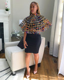 Zarah African print web cape Shoulder Choker Necklace - Afrilege