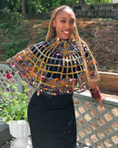 Zarah African print web cape Shoulder Choker Necklace - Afrilege