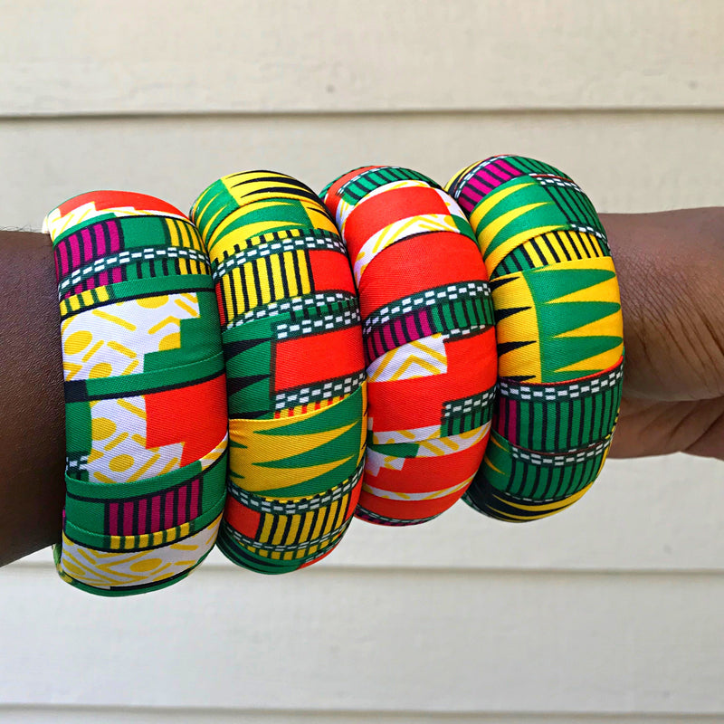 African Print Bangle Bracelets - Afrilege